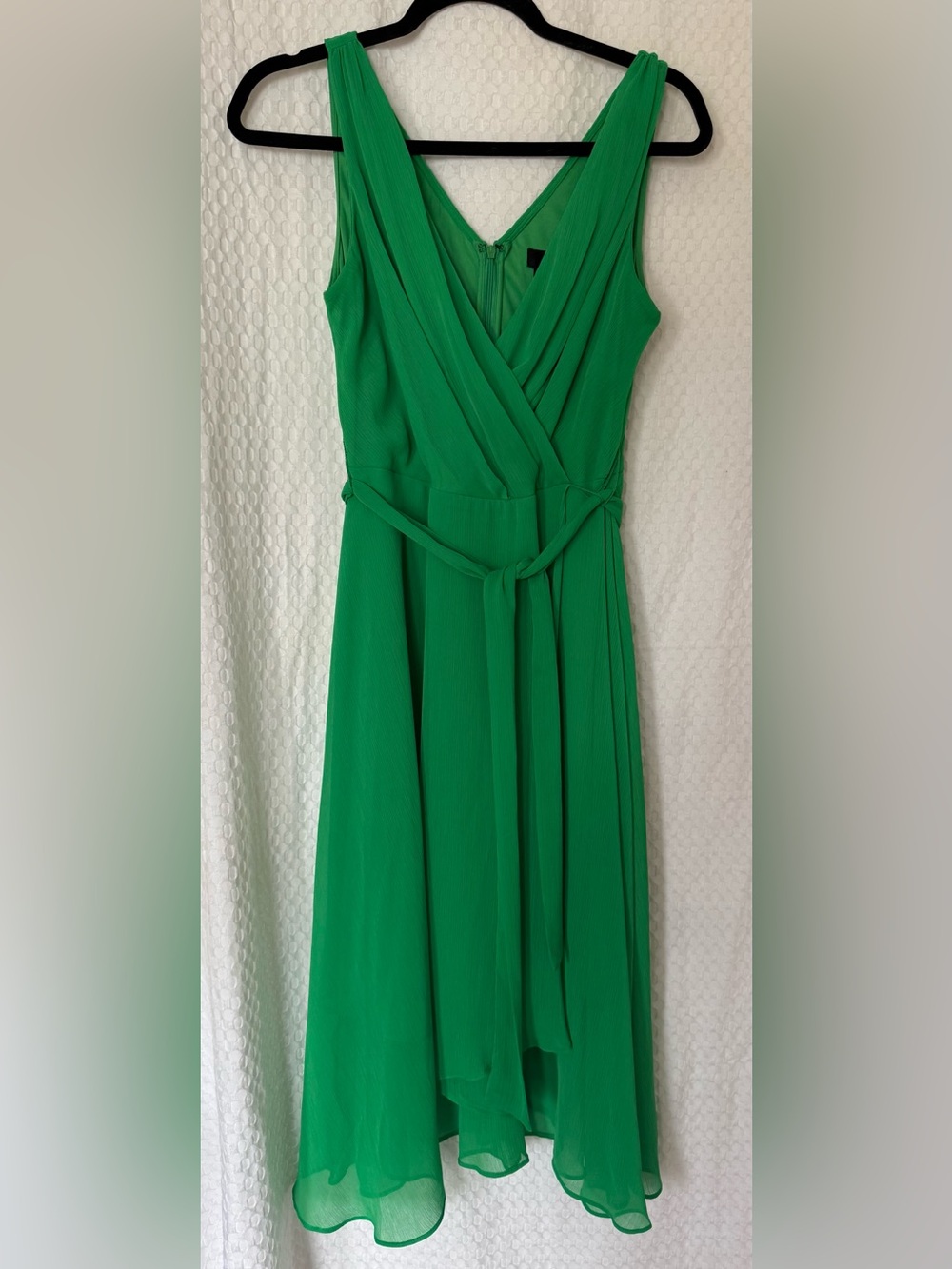 DKNY Green Wrap Midi Dress Tie Waist Chiffon Sleeveless Size 6 - Picture 2 of 5